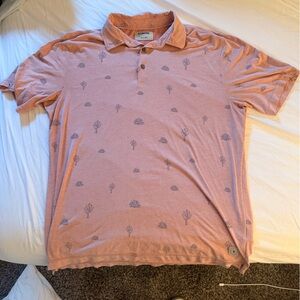 Men's Peach Pajama Shirt with Cactus Print